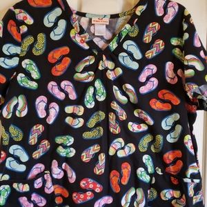 Flip flop scrub top